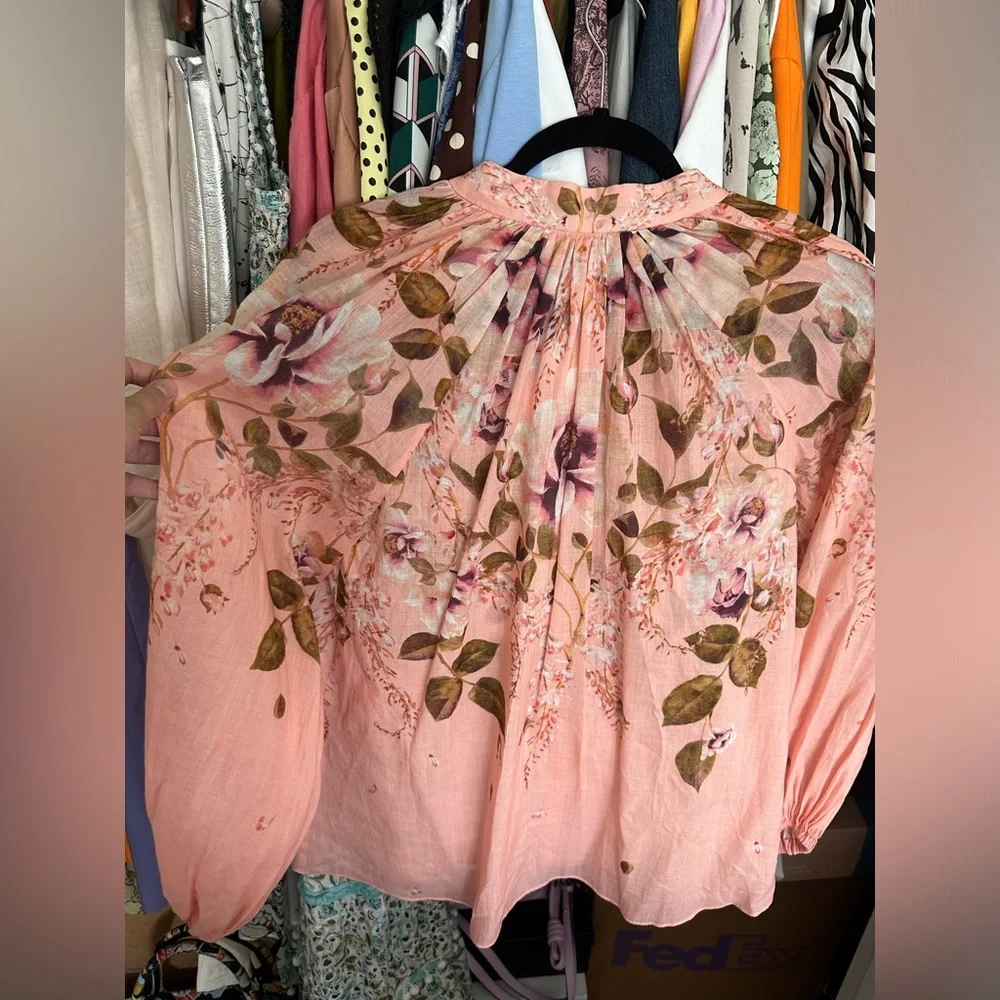 SOLD!! Zimmermann Women's Rosa Floral Tie-Neck Blouse Size 1 US 6-8 New - Picture 13 of 16